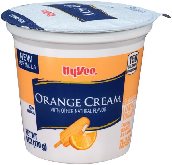 slide 1 of 1, Hy-vee Orange Cream Lowfat Yogurt, 6 oz