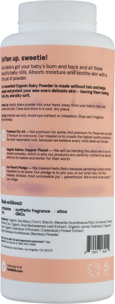slide 4 of 9, Hello Bello Unscented Premium Organic Baby Powder 6.0 oz, 6.1 oz
