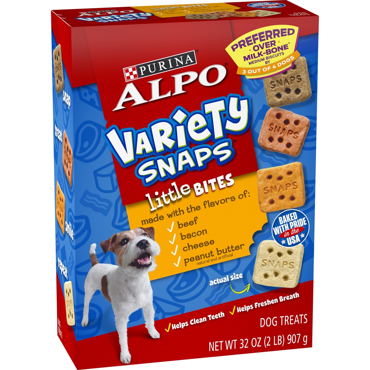 slide 2 of 9, ALPO Purina Alpo Variety Snaps Little Bites Beef, Bacon, Cheese & Peanut Butter Flavor Dog Treats - 32oz, 32 oz