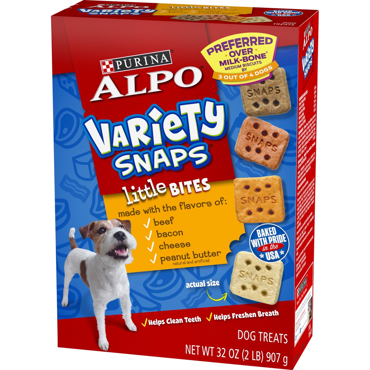 slide 3 of 9, ALPO Purina Alpo Variety Snaps Little Bites Beef, Bacon, Cheese & Peanut Butter Flavor Dog Treats - 32oz, 32 oz