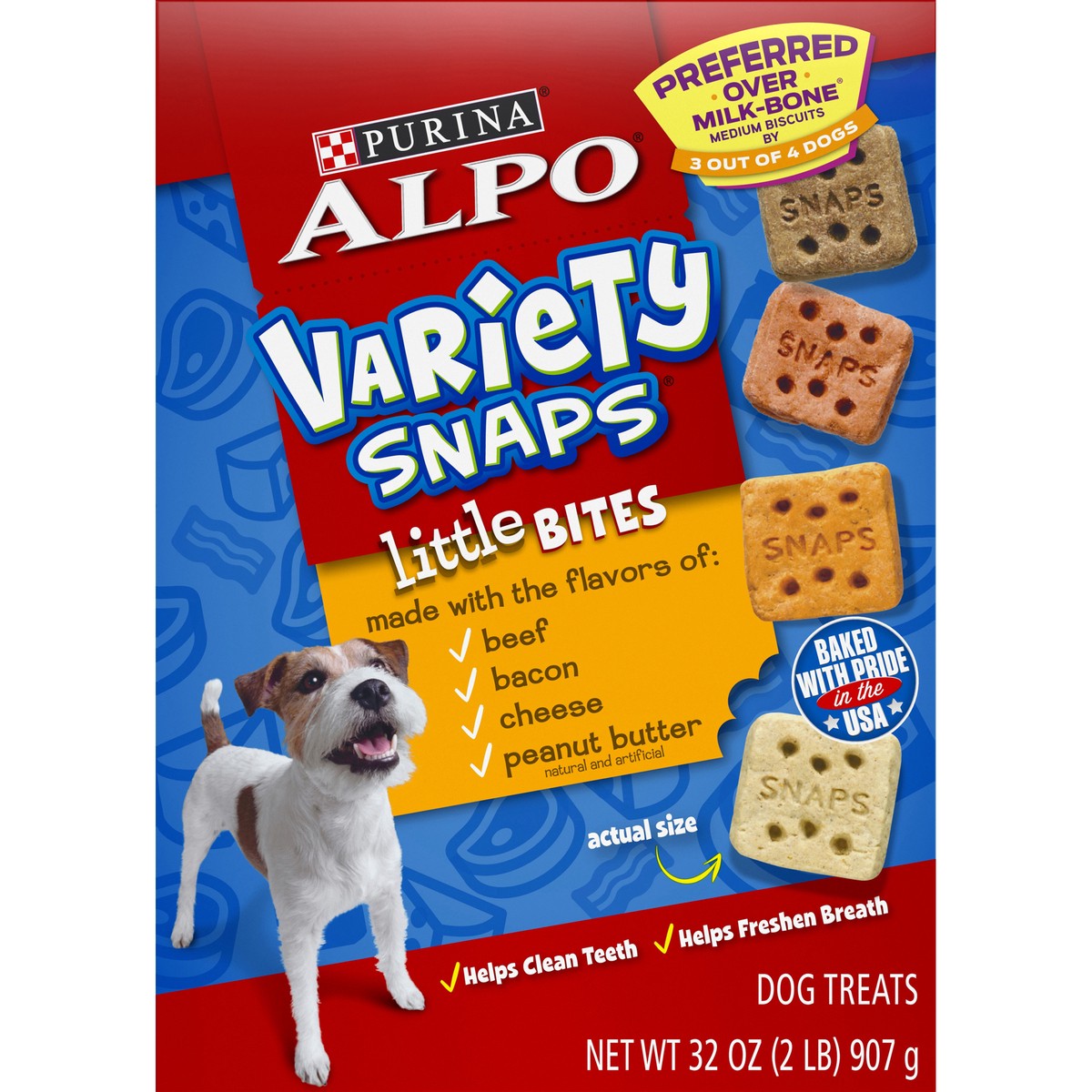 slide 8 of 9, ALPO Purina Alpo Variety Snaps Little Bites Beef, Bacon, Cheese & Peanut Butter Flavor Dog Treats - 32oz, 32 oz