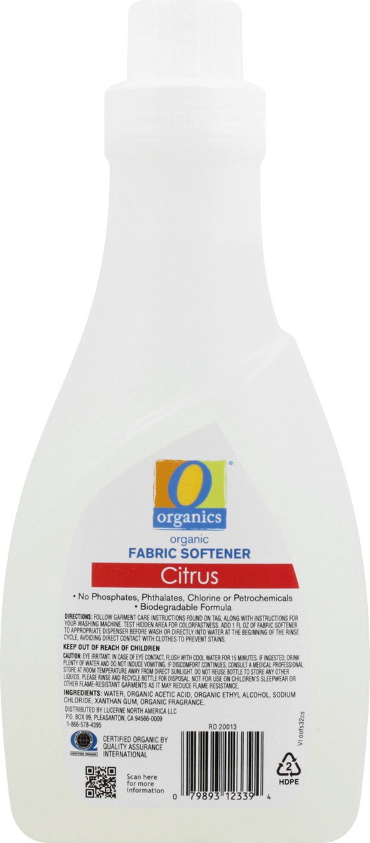slide 4 of 9, O Organics Fabric Softener Citrus, 32 fl oz