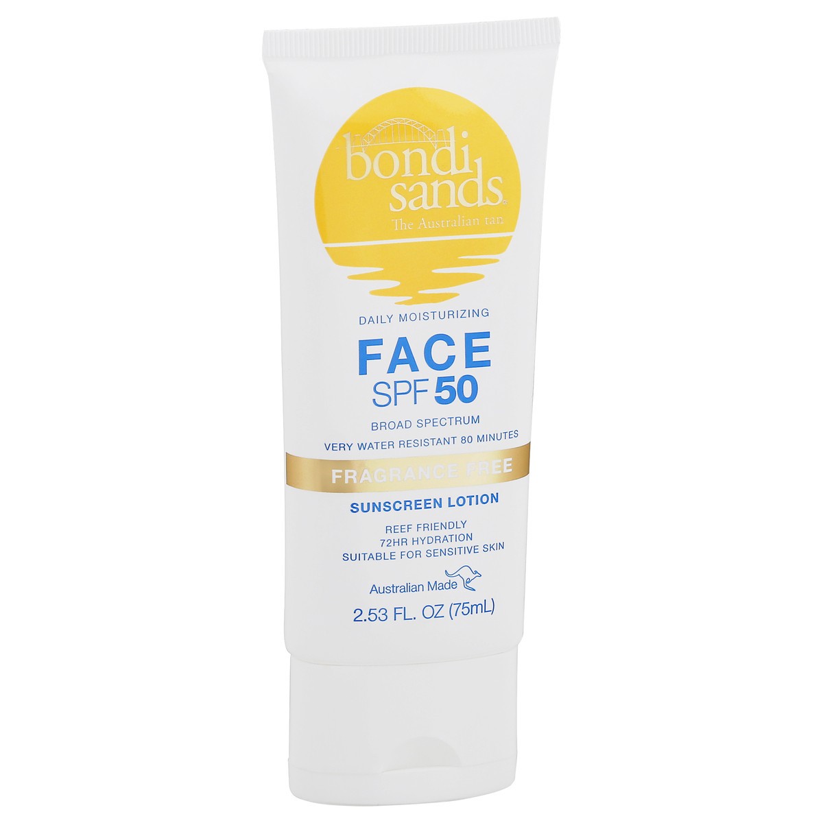 slide 9 of 11, Bondi Sands Fragrance Free Broad Spectrum SPF 50 Face Sunscreen Lotion 2.53 fl oz Tube, 2.53 fl oz