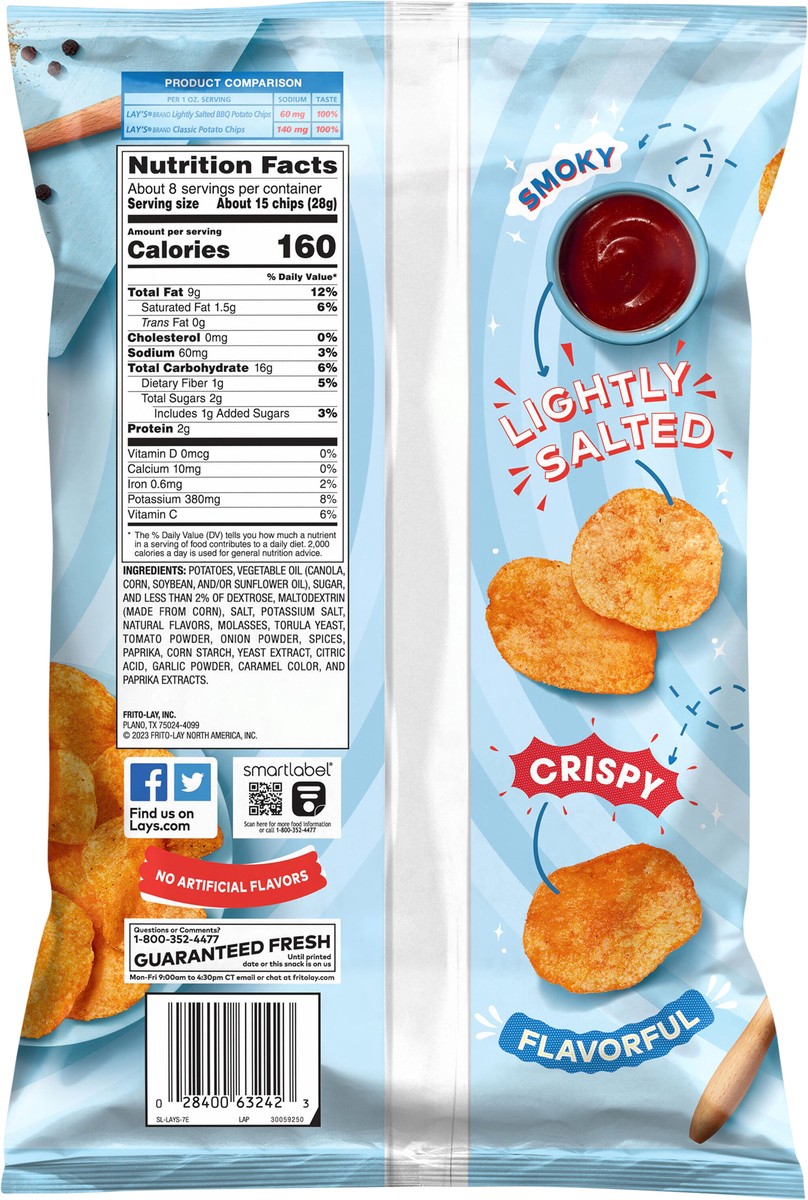 slide 3 of 3, Lay's Potato Chips Lightly Salted Barbecue Flavored 7 3/4 Oz, 7.75 oz