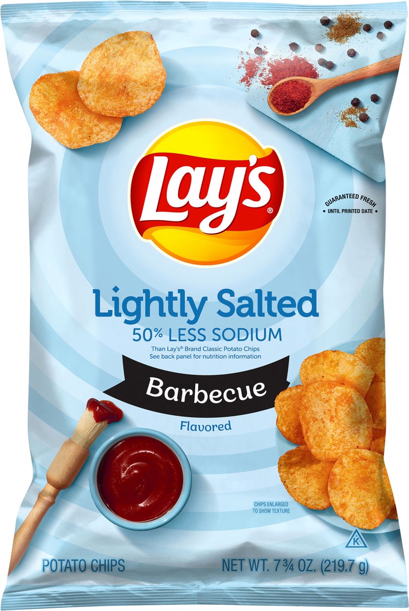 slide 2 of 3, Lay's Potato Chips Lightly Salted Barbecue Flavored 7 3/4 Oz, 7.75 oz