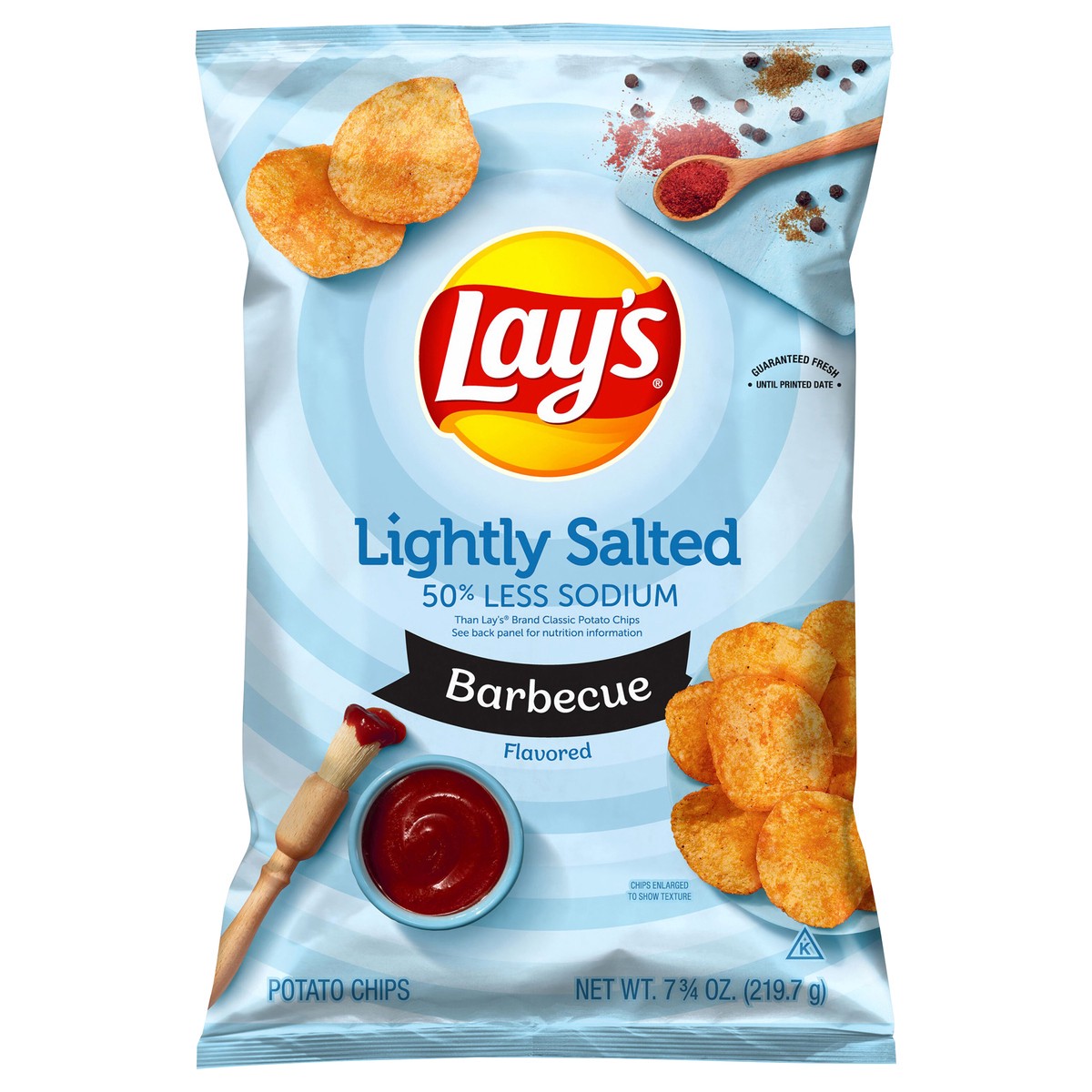 slide 1 of 3, Lay's Potato Chips Lightly Salted Barbecue Flavored 7 3/4 Oz, 7.75 oz