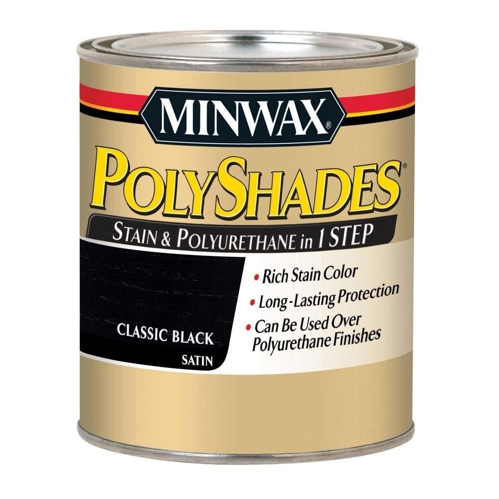 slide 1 of 1, Minwax Polyshades Classic Black Satin Paint, 1 qt