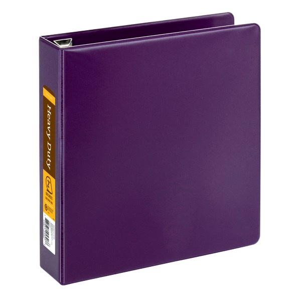 slide 1 of 5, Office Depot Brand Heavy-Duty D-Ring Binder, 2'' Rings, Purple, 1 ct