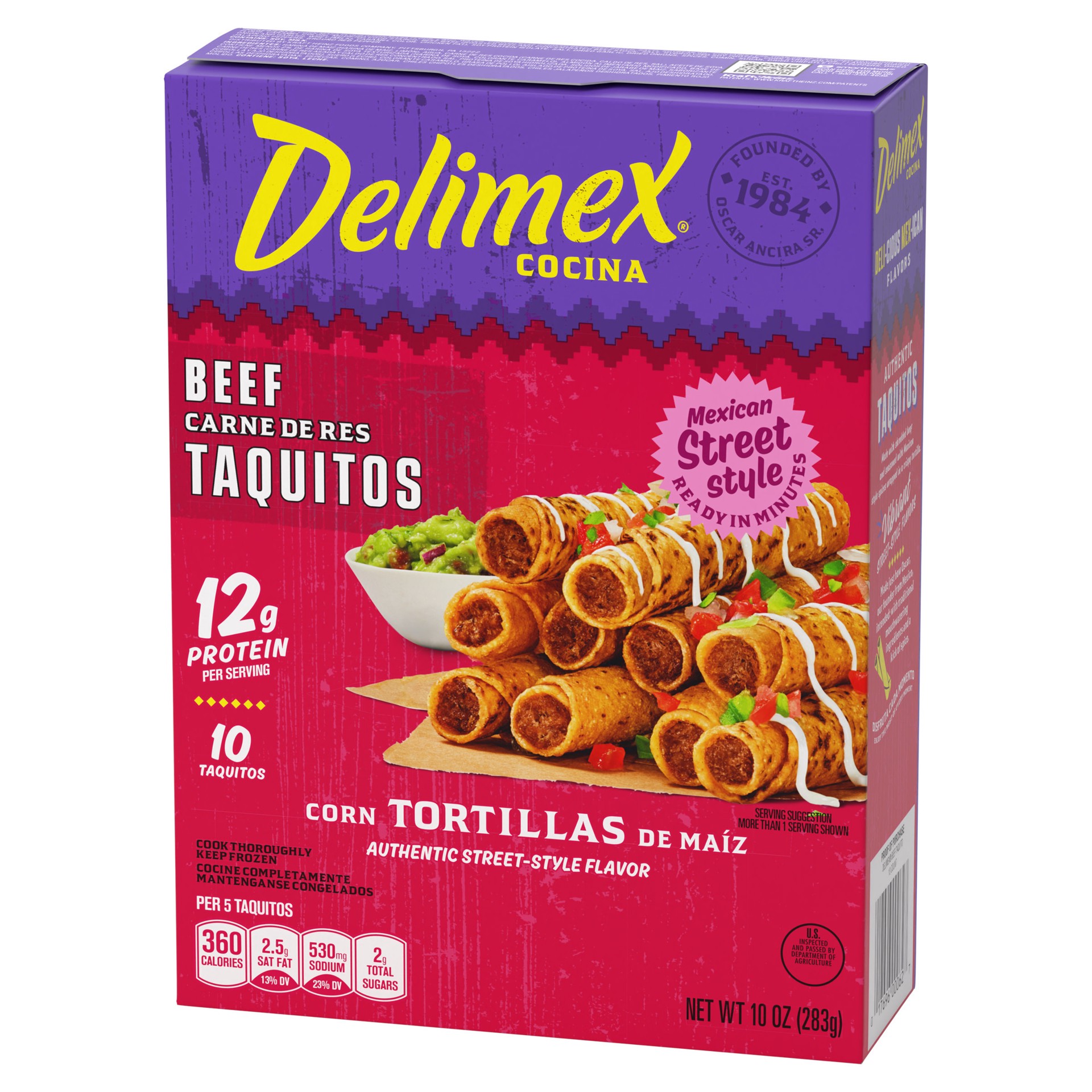 slide 4 of 5, Delimex Beef Corn Taquitos, 10 ct