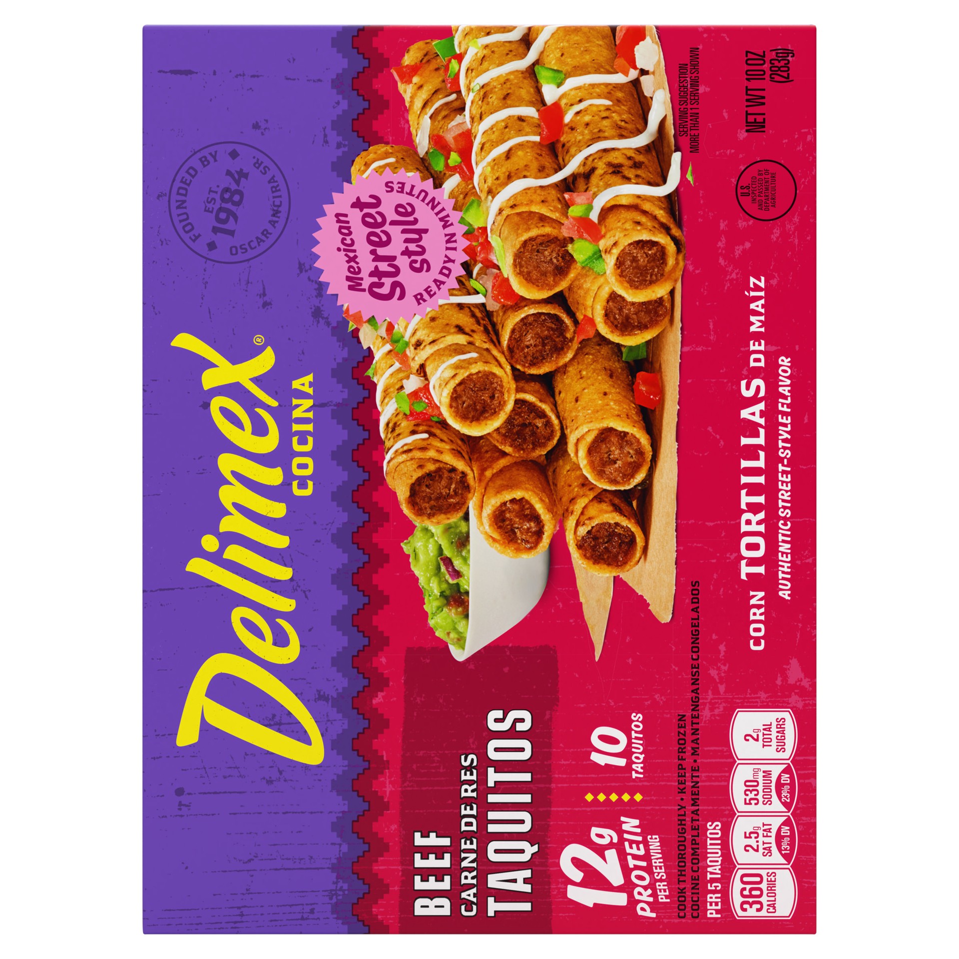 slide 2 of 5, Delimex Beef Corn Taquitos, 10 ct