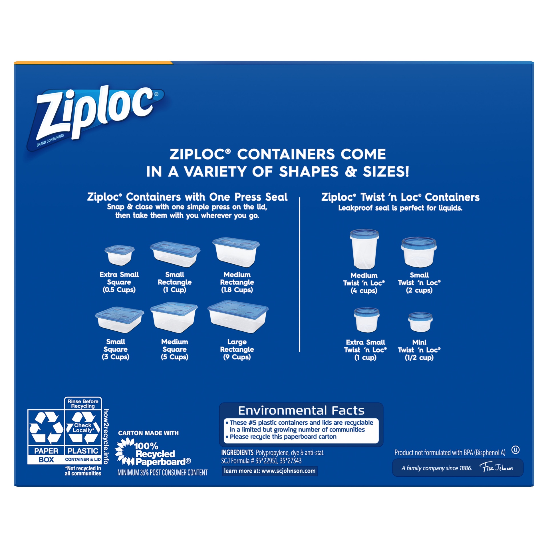 Ziploc Brand, Food Storage Containers with Lids, Twist n Loc, Medium Round,  2 ct