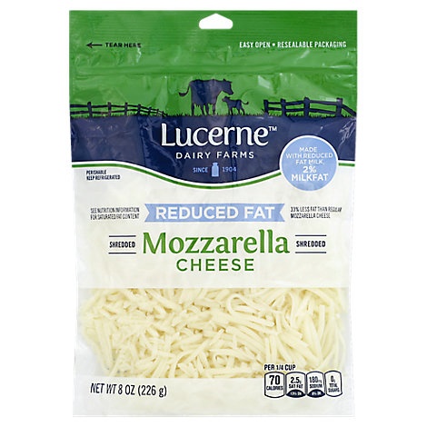 slide 1 of 1, Lucerne Dairy Farms Lucerne Cheese Shredded Mozzarella Reduced Fat, 8 oz