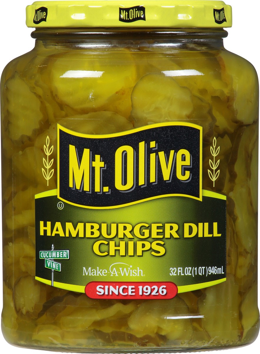 slide 1 of 7, Mt. Olive Hamburger Dill Pickle Chips - 32 fl oz jar, 32 fl oz