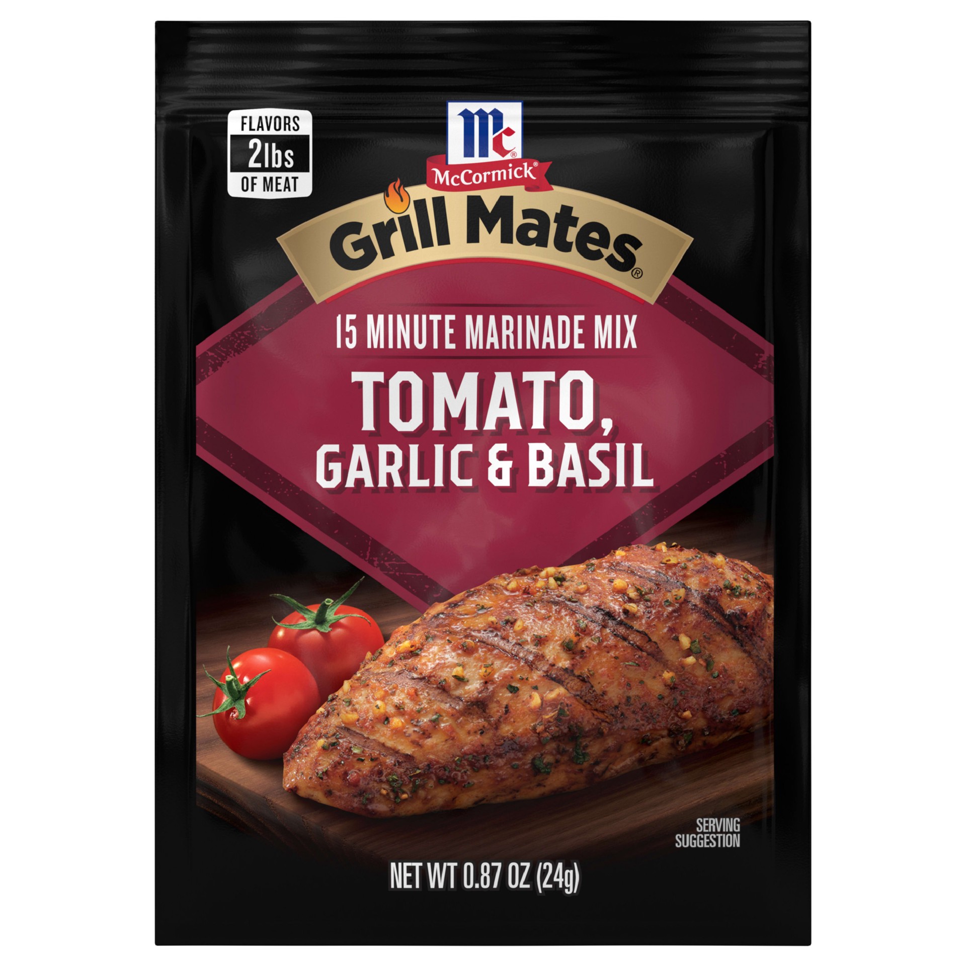 slide 1 of 10, McCormick Grill Mates Marinade Mix - Tomato, Garlic & Basil, 0.87 oz