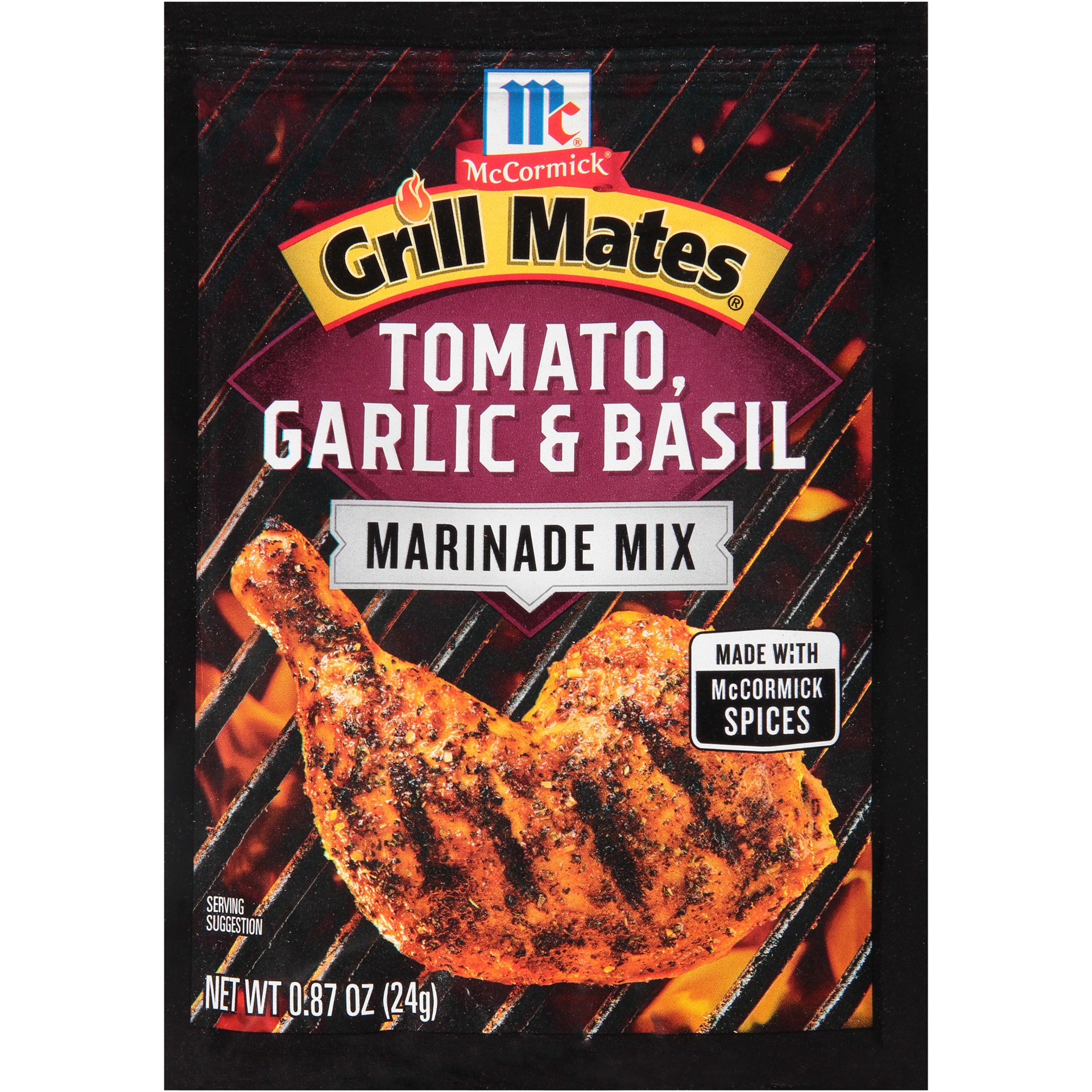slide 1 of 2, McCormick Grill Mates Tomato, Garlic & Basil Marinade Mix, 0.87 oz