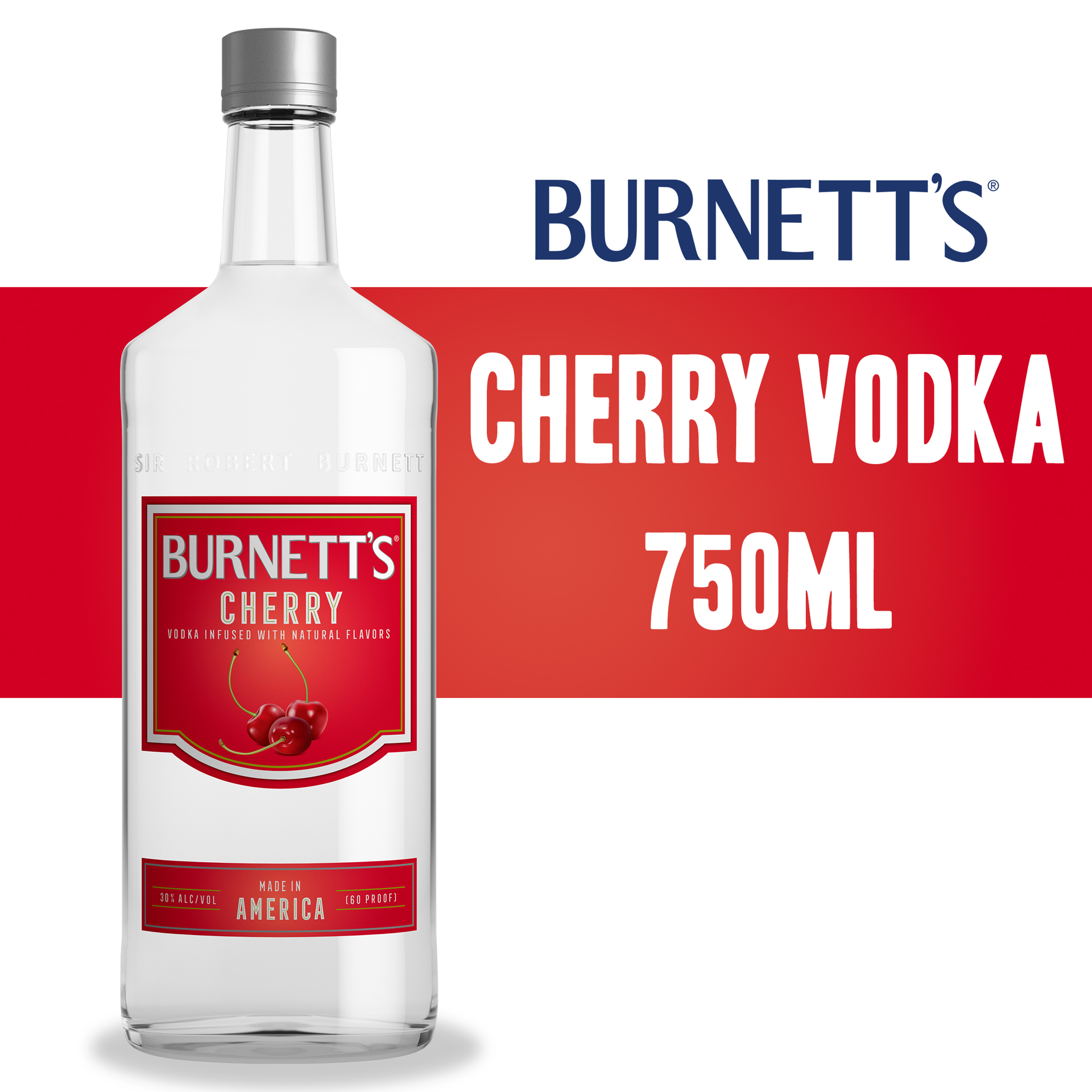 slide 3 of 3, Burnett's Cherry Vodka, 750 ml