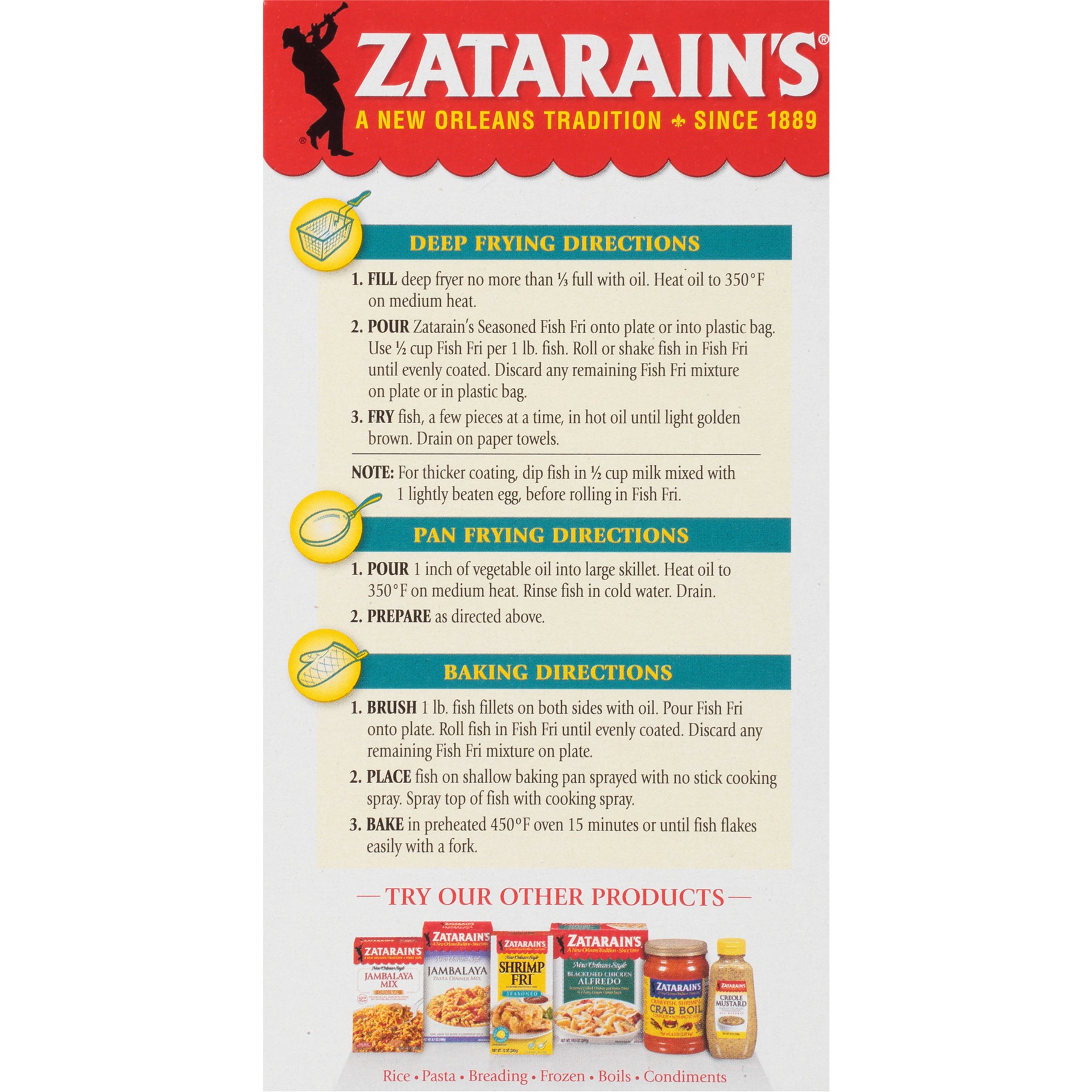 slide 4 of 5, Zatarain's Fish Fri Seasoned Seafood Breading Mix 12 oz. Box, 12 oz