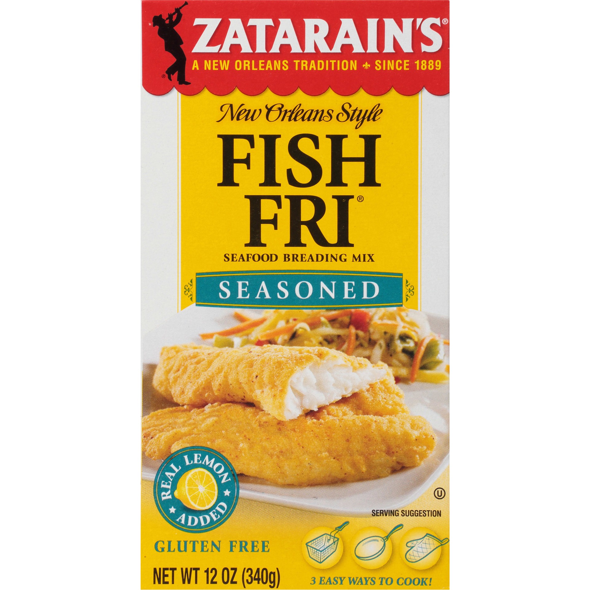 slide 1 of 5, Zatarain's Fish Fri Seasoned Seafood Breading Mix 12 oz. Box, 12 oz