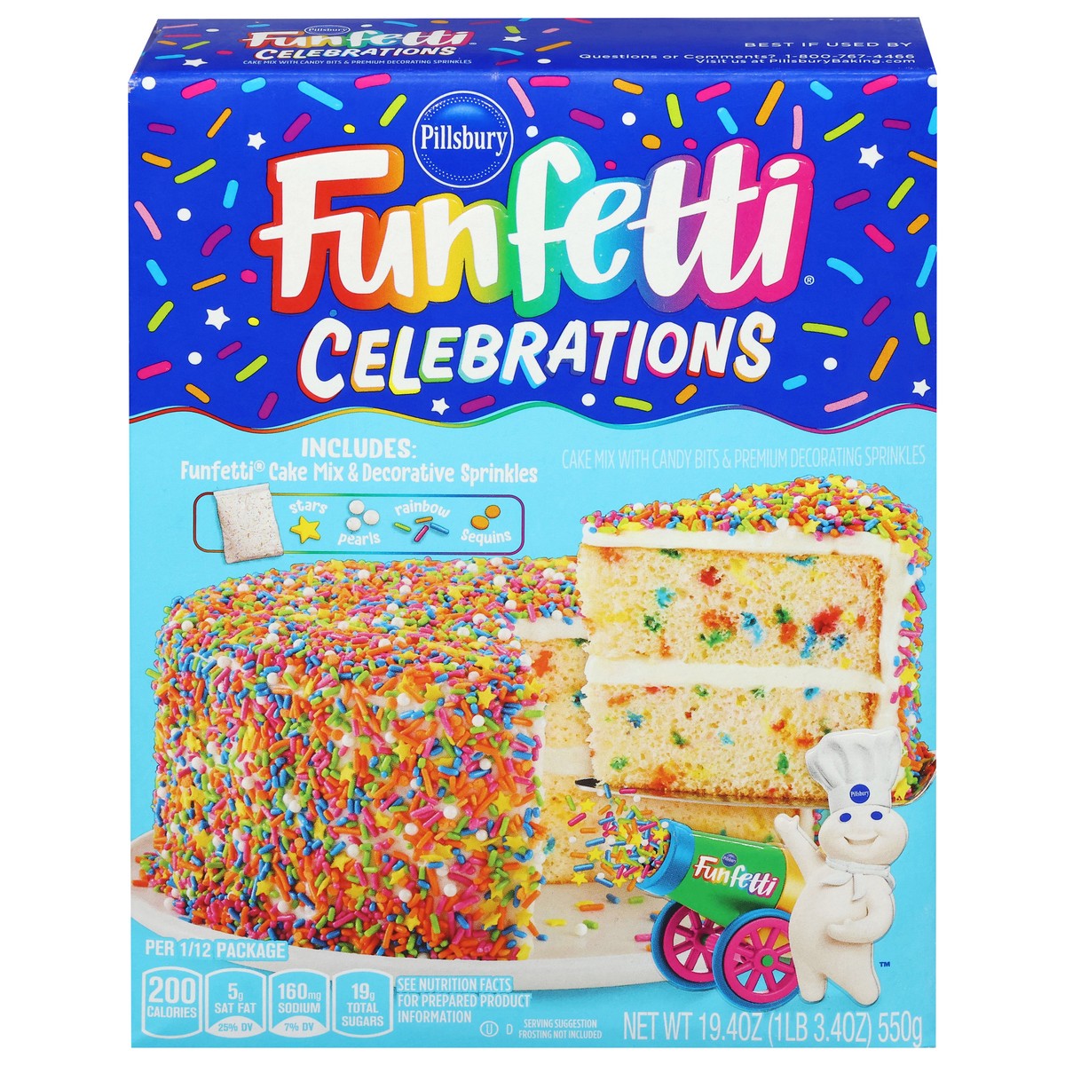 slide 1 of 13, Pillsbury Funfetti Celebrations Cake Mix 19.4 oz, 19.4 oz