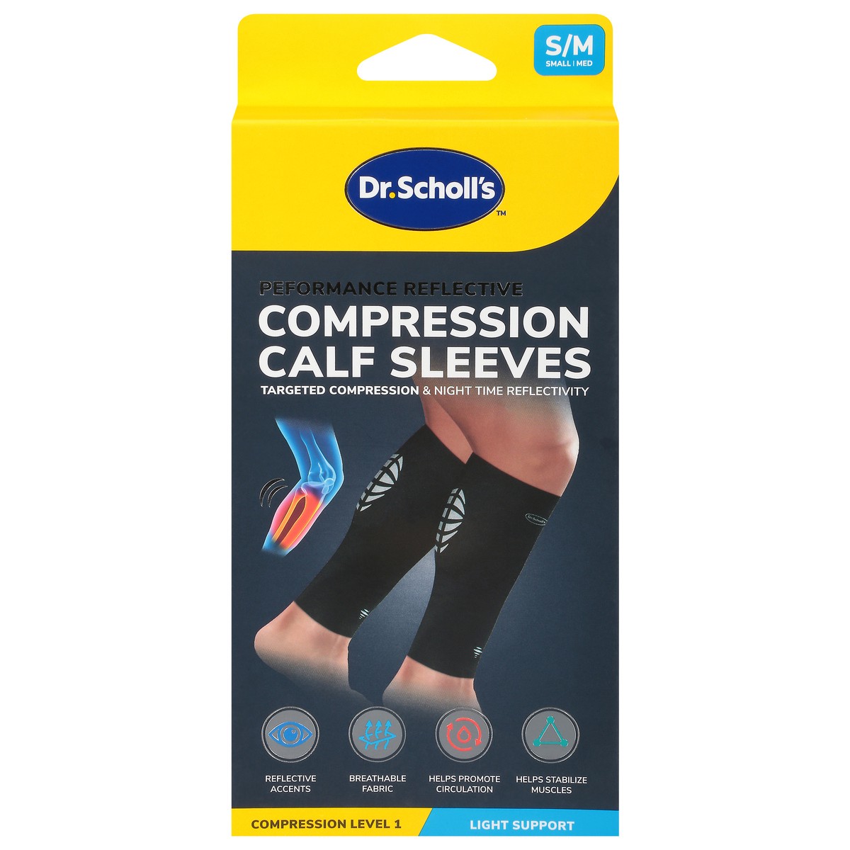 slide 4 of 11, Dr. Scholl's Compression Light Support Calf Sleeve S/M 1 ea, 1 ct
