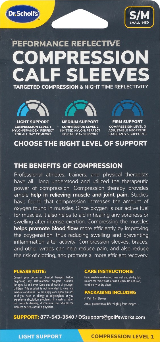 slide 10 of 11, Dr. Scholl's Compression Light Support Calf Sleeve S/M 1 ea, 1 ct