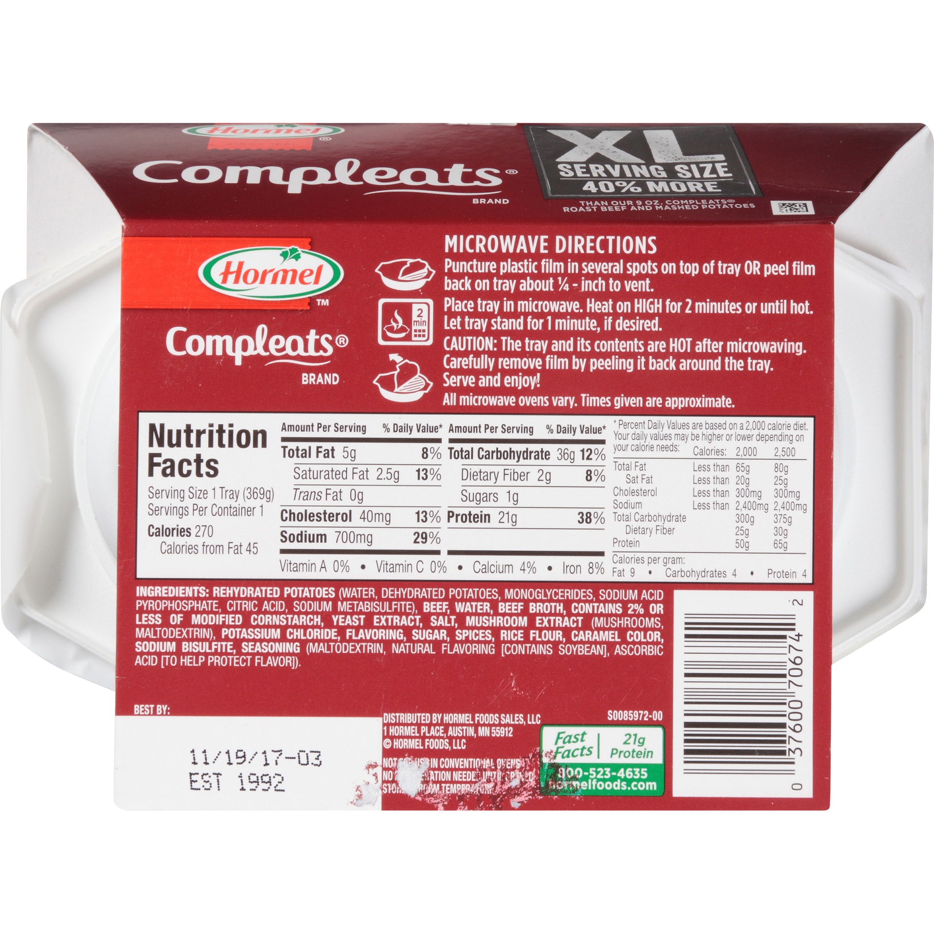 Hormel Compleats Roast Beef & Mashed Potatoes 13 oz Shipt