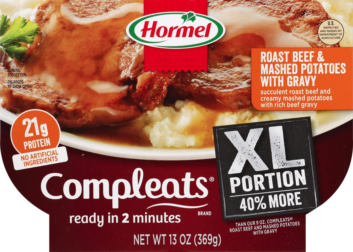 slide 5 of 6, Hormel COMPLEATS XL Roast Beef & Mashed Potatoes, 13 oz