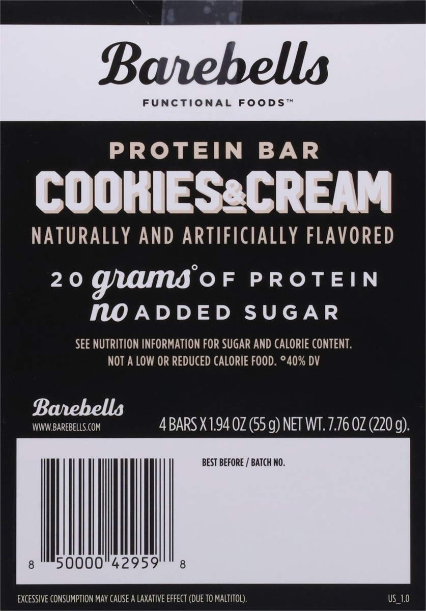slide 6 of 14, Barebells Functional Foods Cookies & Cream Protein Bar 4 - 1.94 oz Bars, 4 ct