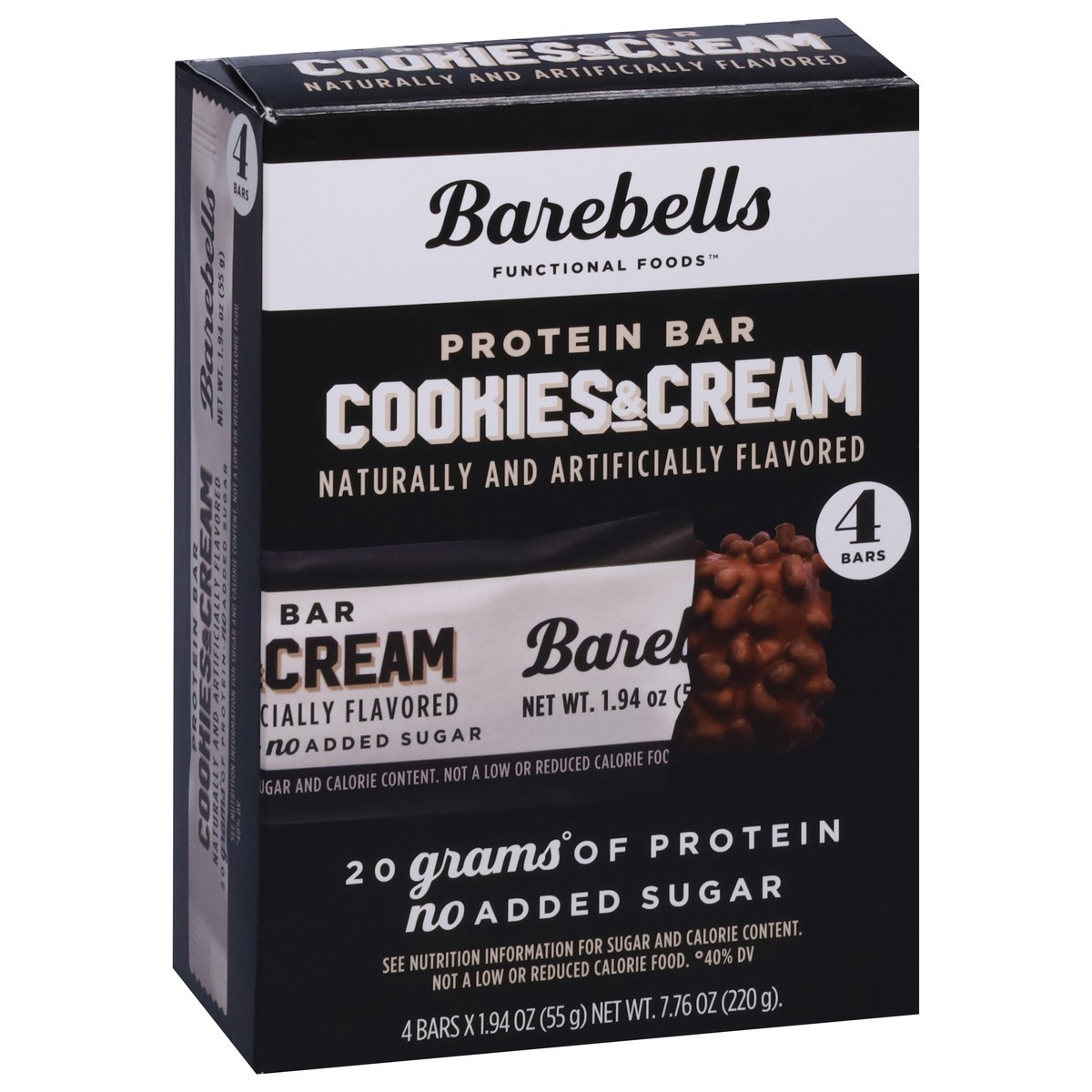 slide 14 of 14, Barebells Functional Foods Cookies & Cream Protein Bar 4 - 1.94 oz Bars, 4 ct