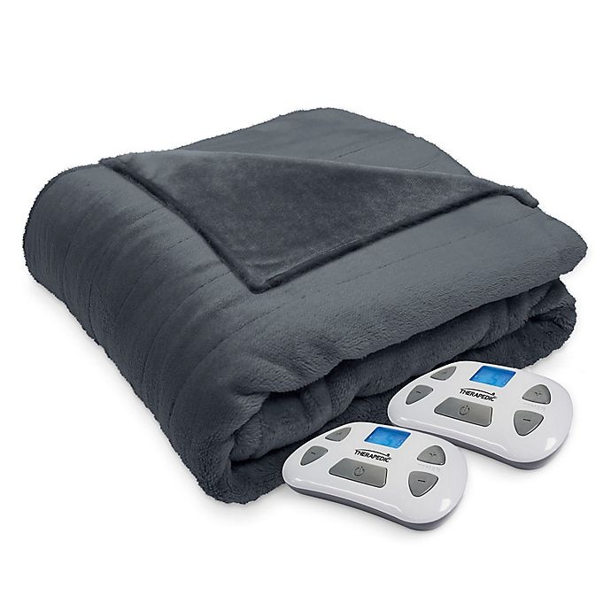 slide 1 of 5, Therapedic Silky Plush King Warming Blanket - Ash, 1 ct