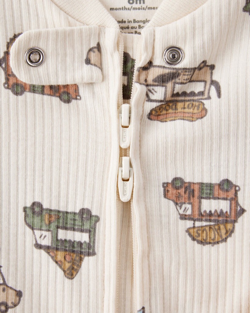 slide 2 of 3, Carter's Carters Baby Boy Truck Print Cotton Long-Sleeve Sleep & Play - Ivory Ivory 6M, 1 ct