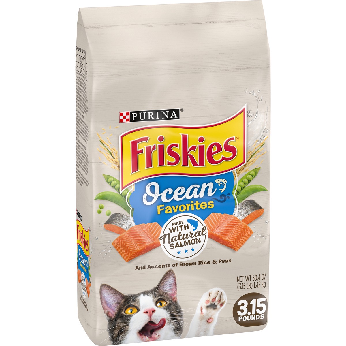 slide 8 of 9, Friskies Purina Friskies Dry Cat Food, Ocean Favorites With Natural Salmon, 3.15 lb