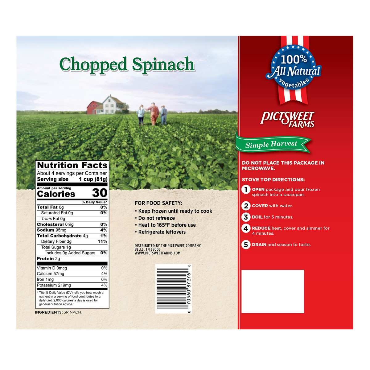 slide 2 of 3, Pictsweet Chopped Spinach, 12 oz