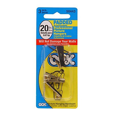 slide 1 of 1, OOK 20-lb Padded Professional Picture Hangers, 3 ct