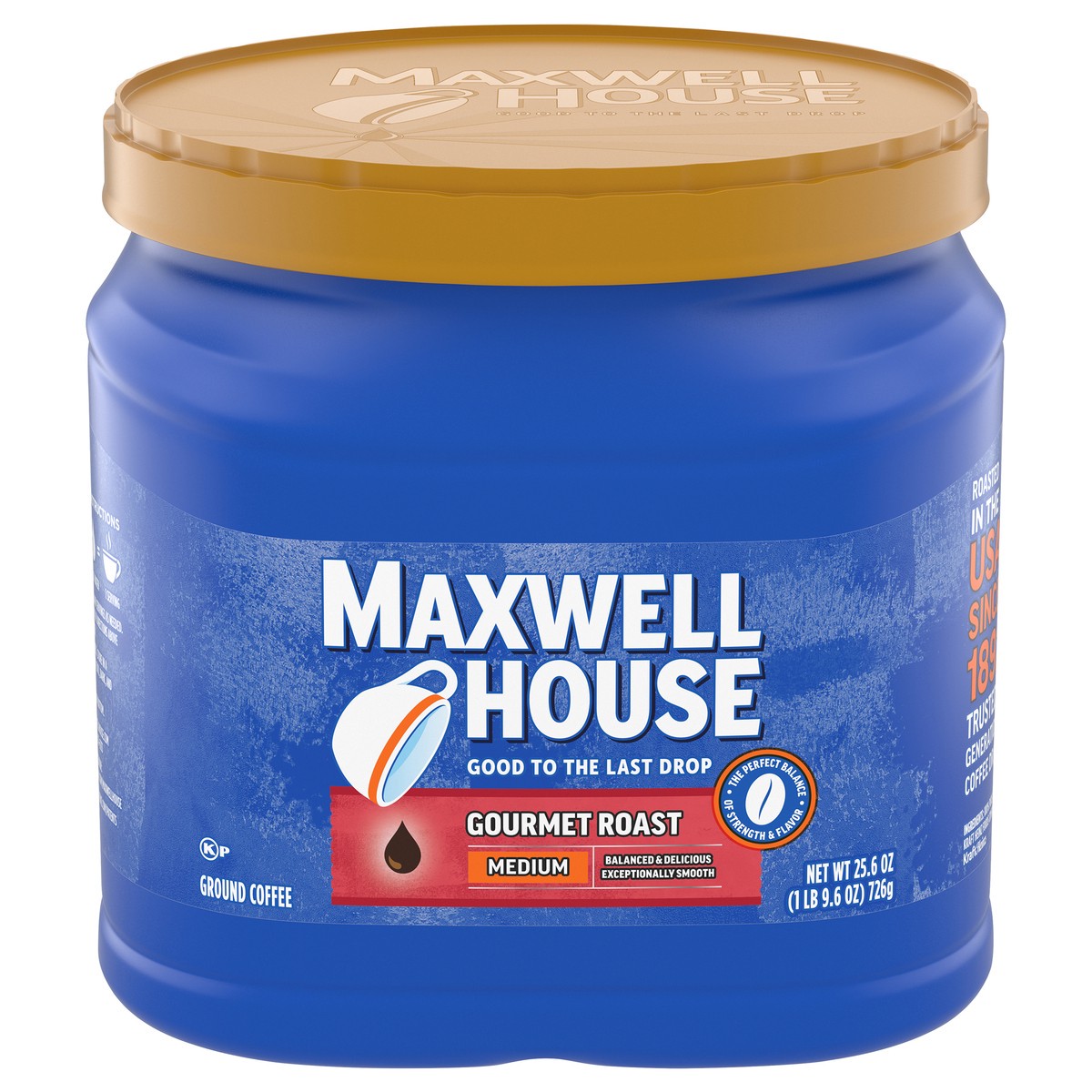 slide 1 of 4, Maxwell House Gourmet Roast Medium Roast Ground Coffee, 25.6 oz Canister, 25.6 oz