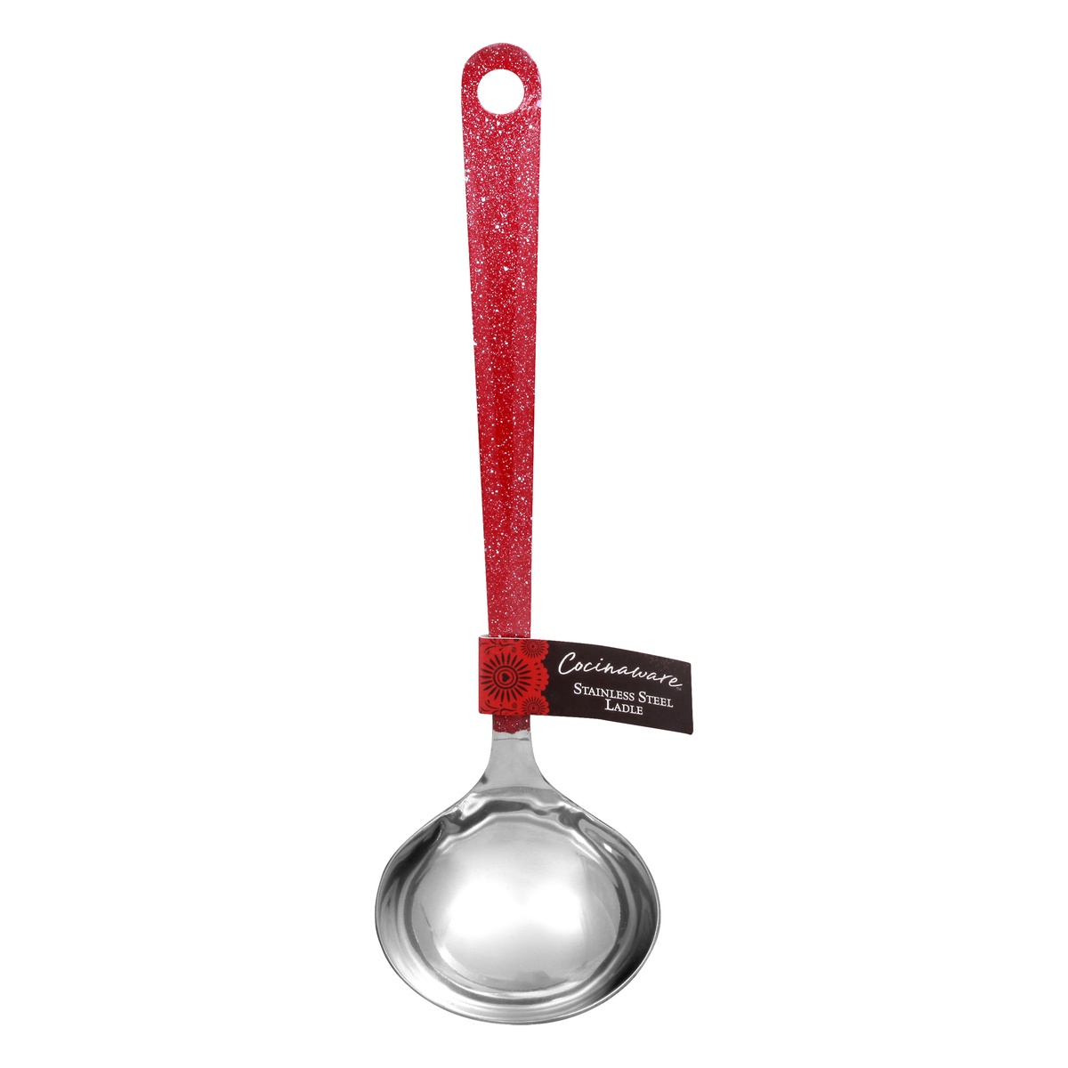 slide 1 of 1, Cocinaware Red Speckled Stainless Steel Ladle, 1 ct