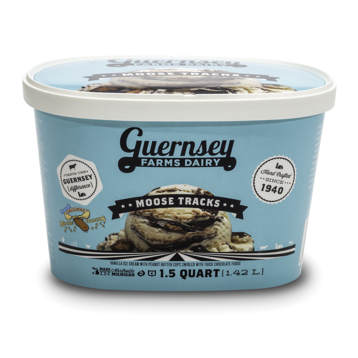 slide 1 of 1, Guernsey Farms Dairy Moose Tracks Ice Cream, 48 oz