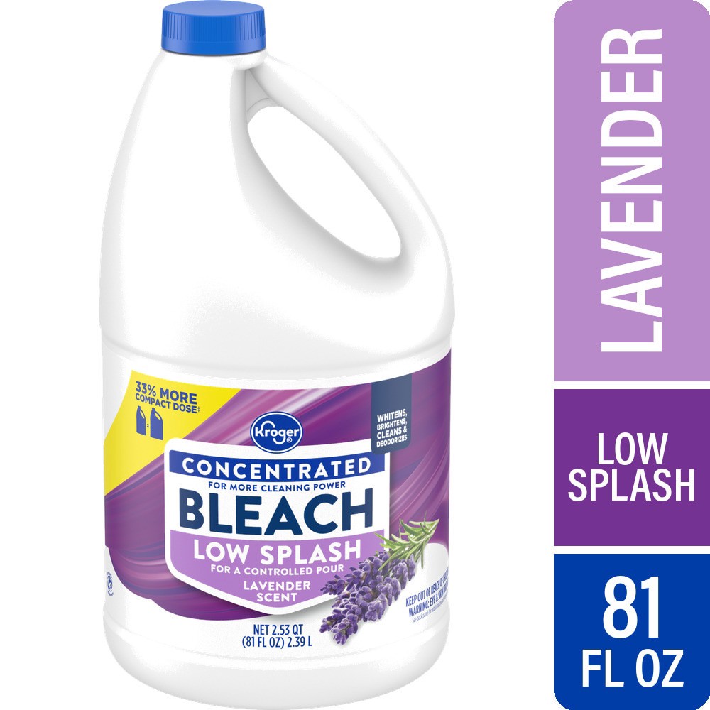 slide 1 of 5, Kroger Low Splash Lavender Scent Concentrated Bleach, 81 fl oz