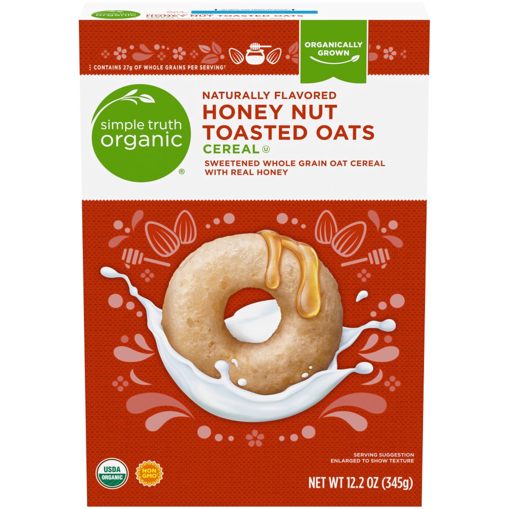 slide 2 of 3, Simple Truth Organic Honey Nut Toasted Oats Cereal, 12.2 oz