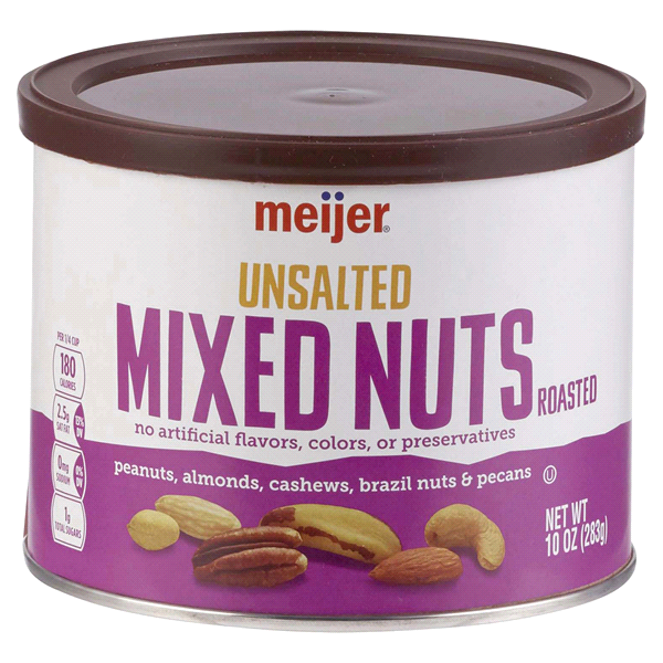 slide 1 of 1, Meijer Unsalted Mixed Nuts, 10 oz