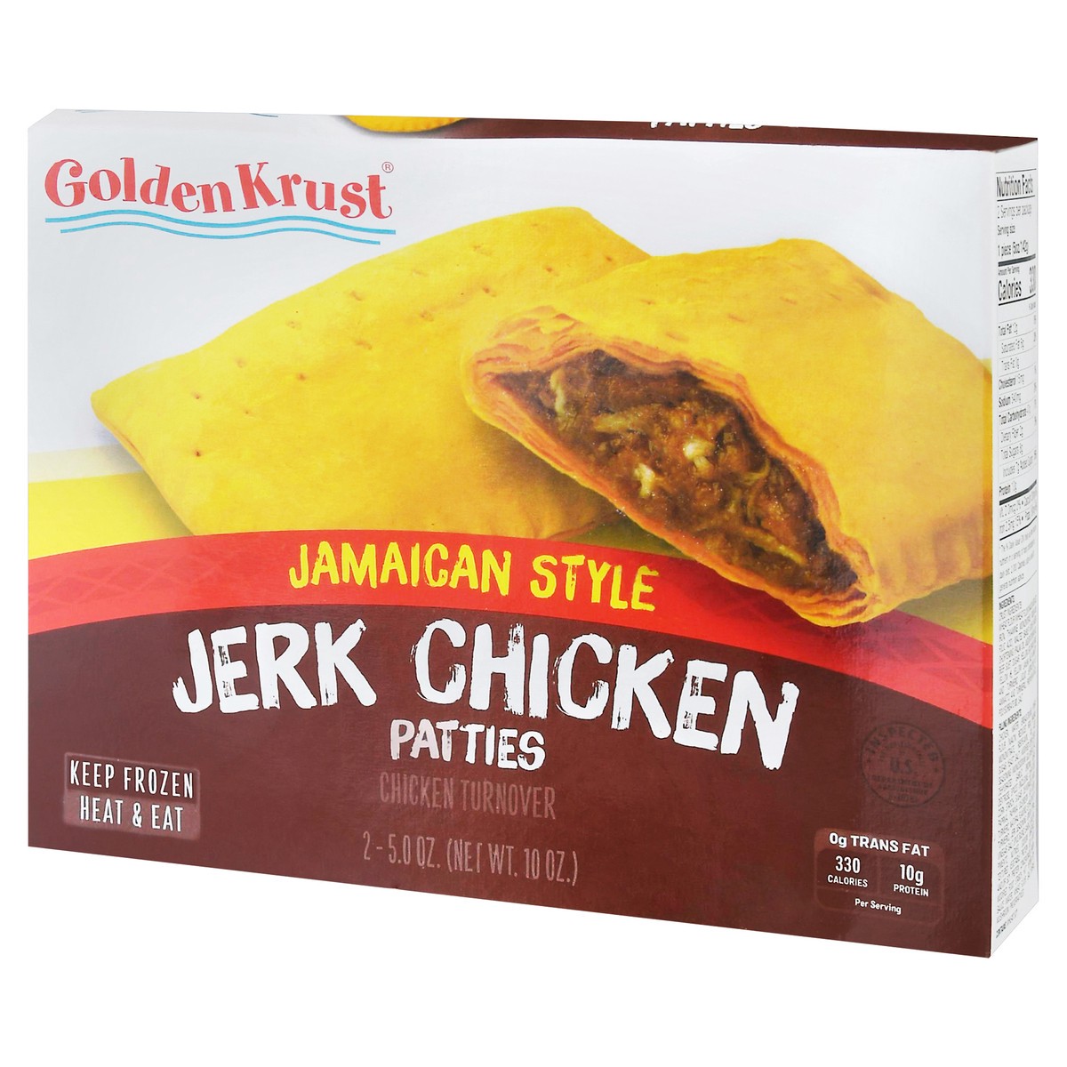 slide 3 of 9, Golden Krust Jamaican Style Jerk Chicken Patties Chicken Turnover 2 - 5.0 oz Patties, 2 ct