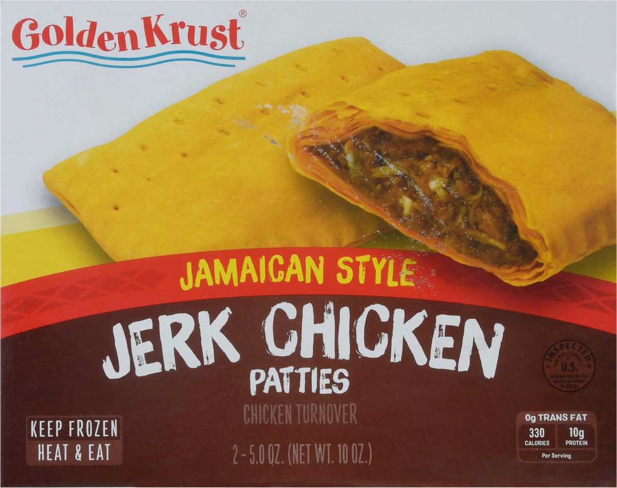slide 6 of 9, Golden Krust Jamaican Style Jerk Chicken Patties Chicken Turnover 2 - 5.0 oz Patties, 2 ct