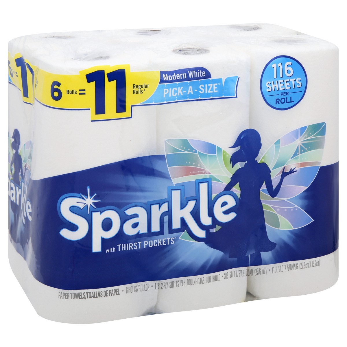 slide 2 of 8, Sparkle Pick-A-Size Modern White Paper Towels 6 ea, 6 ct