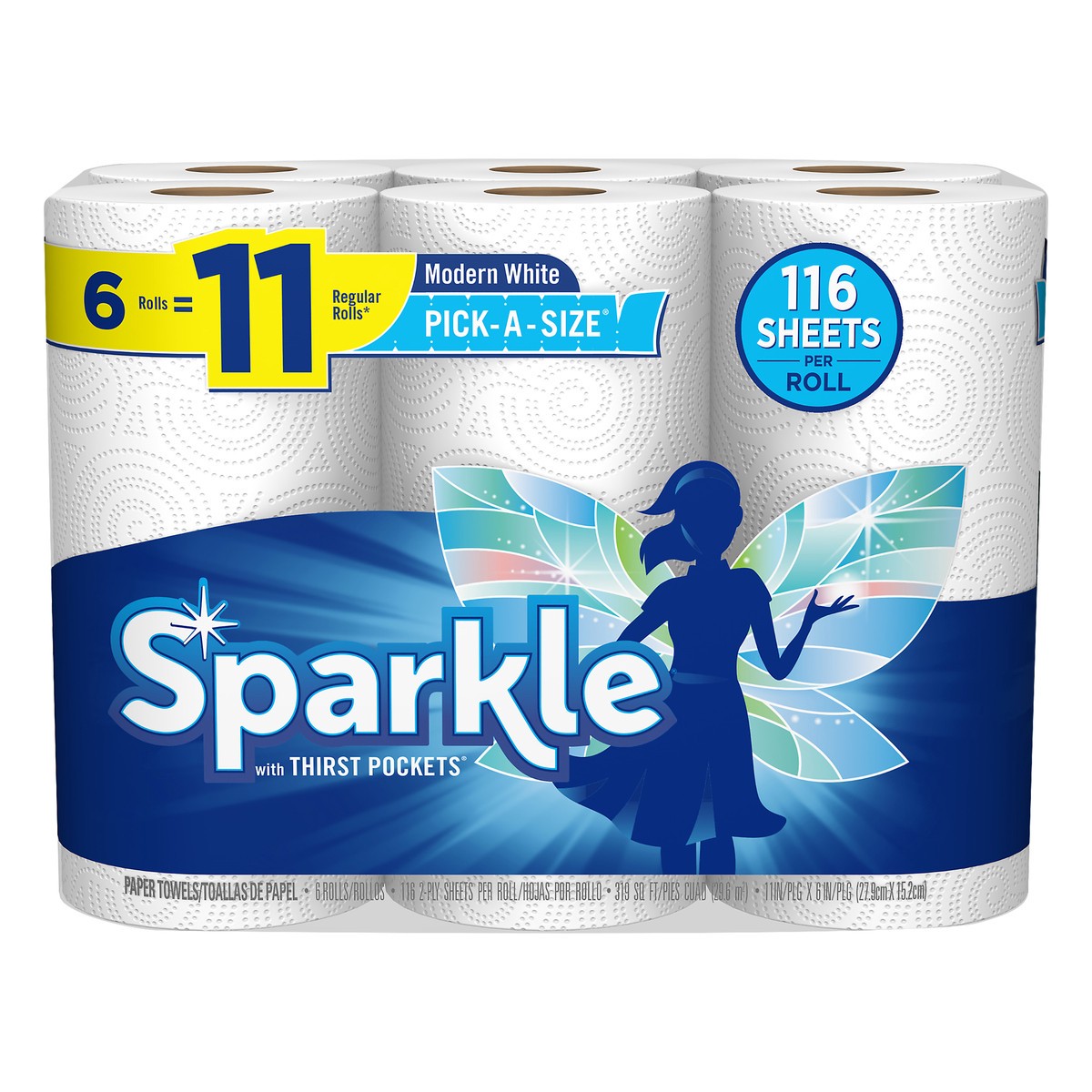 slide 1 of 8, Sparkle Pick-A-Size Modern White Paper Towels 6 ea, 6 ct