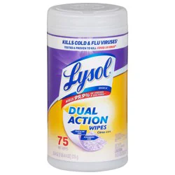 Lysol Dual Action Citrus Scent Wet Wipes 75 ea