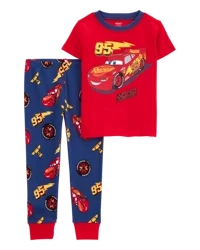 Carter's Toddler Car Print Jersey 2-Piece Pajamas Red/Navy 4T
