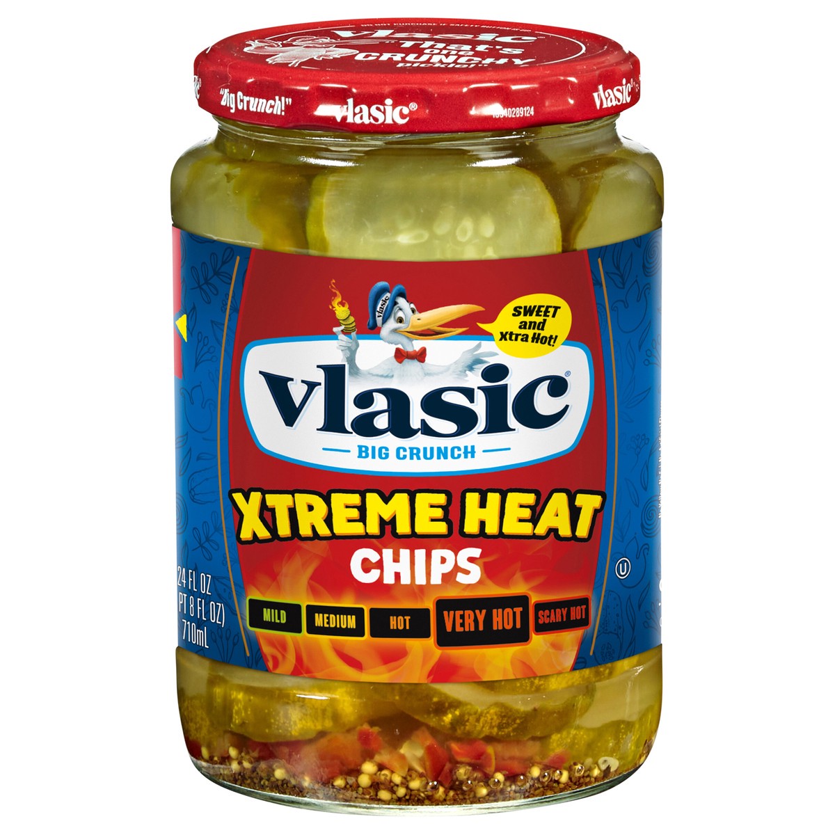 slide 1 of 1, Vlasic Xtreme Heat Pickle Chips, Very Hot Spice, 24 oz., 24 fl oz