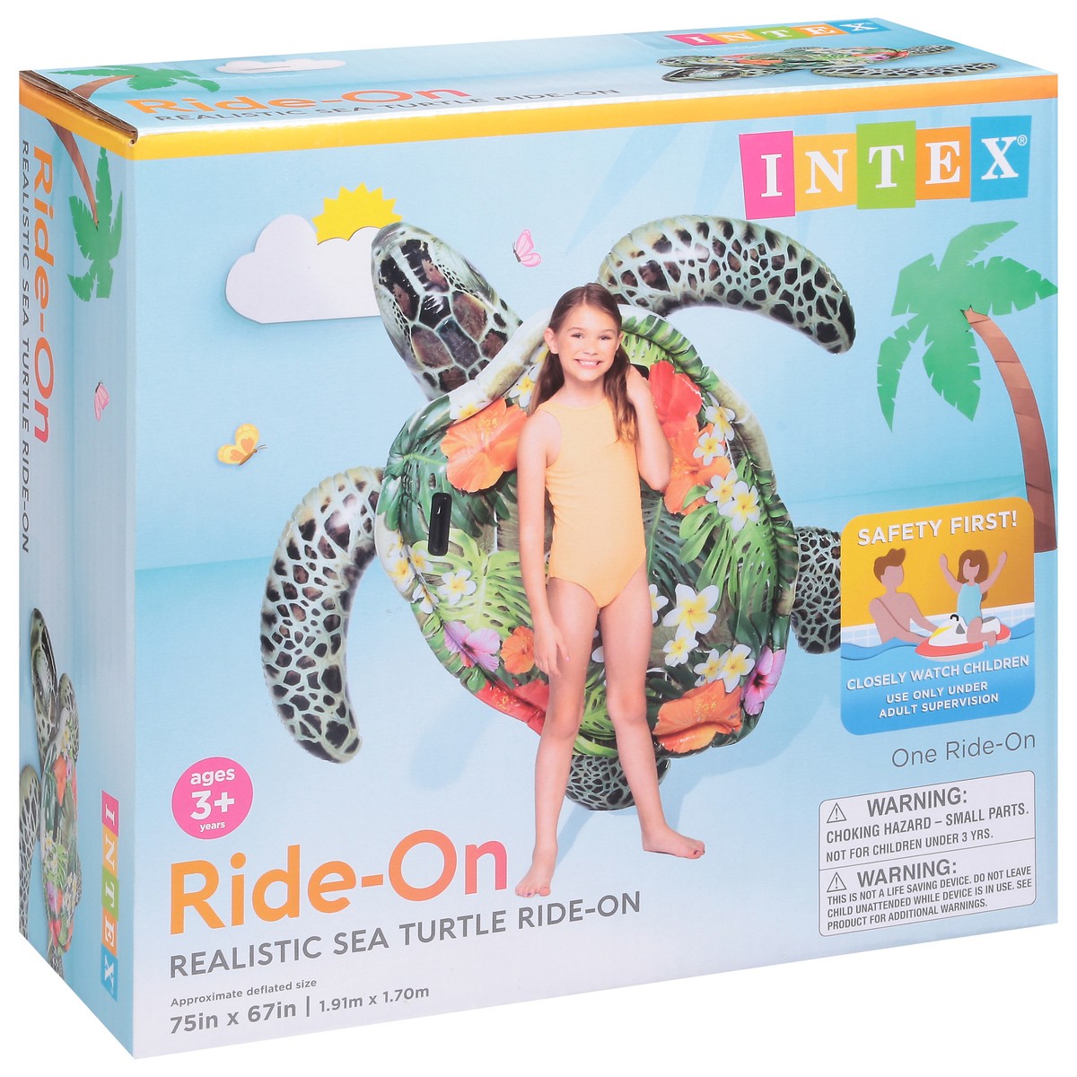 slide 2 of 9, Intex Ages 3+ Years Realistic Sea Turtle Ride-On 1 ea, 75 in x 67 in