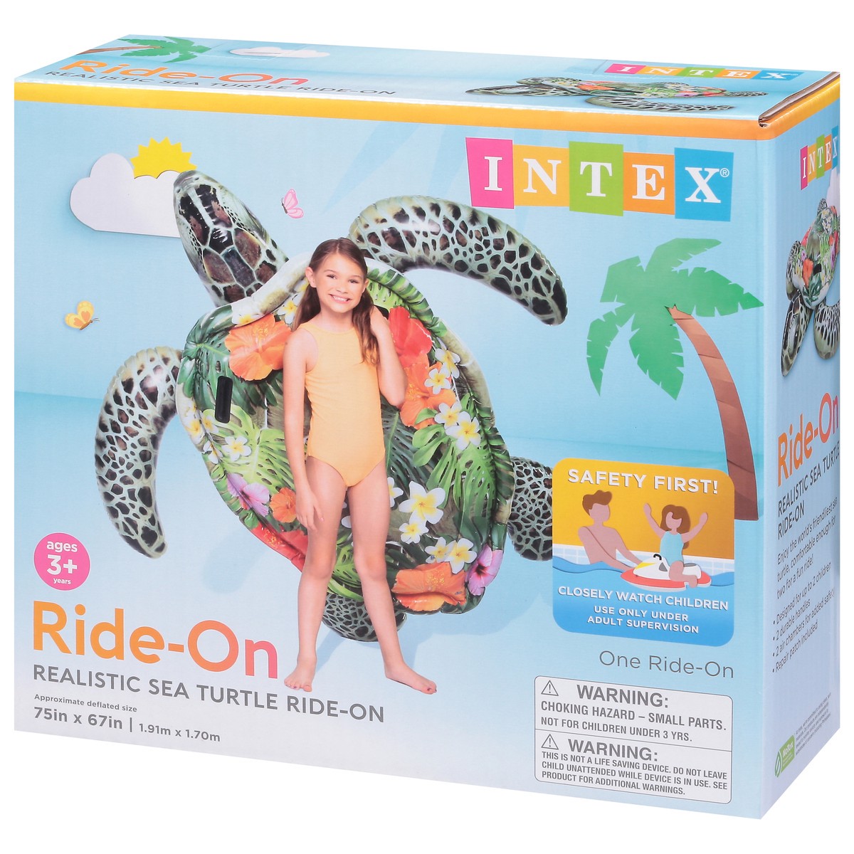 slide 6 of 9, Intex Ages 3+ Years Realistic Sea Turtle Ride-On 1 ea, 75 in x 67 in