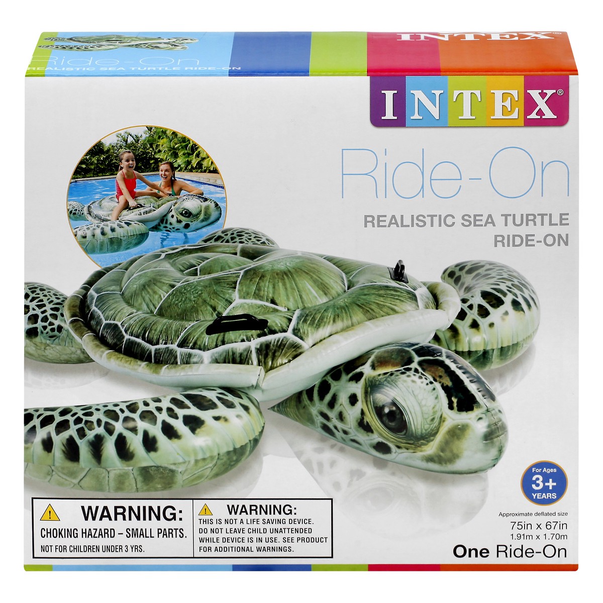 slide 1 of 9, Intex Ages 3+ Years Realistic Sea Turtle Ride-On 1 ea, 75 in x 67 in